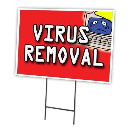 SIGNMISSION Virus Removal Yard Sign & Stake outdoor plastic coroplast window C-1216 Virus Removal